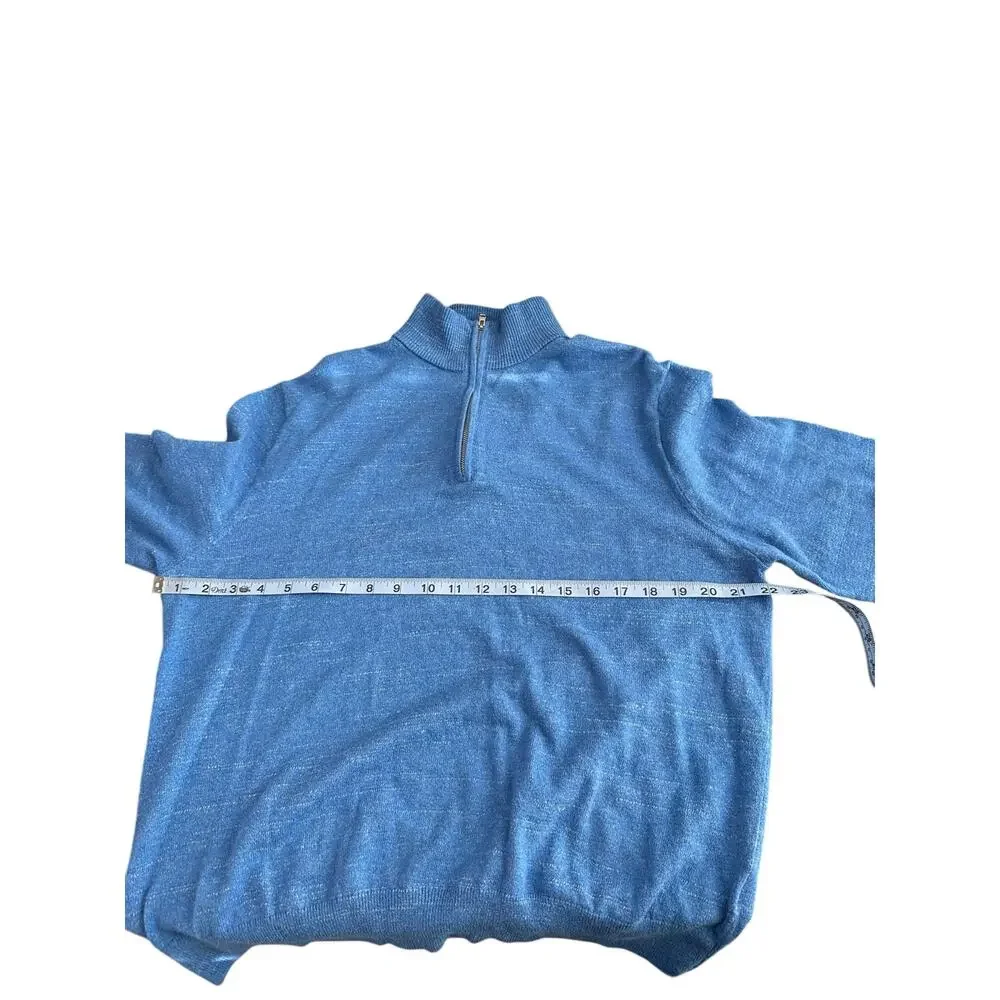 J.Crew Men's Blue Cotton Office Work‎ Raglan Half Zip Pullover Sweater Large